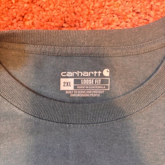 Carhartt Mens TShirt 2XL Loose Fit Heavyweight Long Sleeve Graphic Blue K231 H24 - Picture 3 of 5